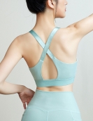 Spring and summer yoga vest female fitness vest back intersecting the back -back sports top with chest pad