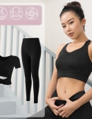 Yoga clothing set female exposed navel shirt, high waist, thin hip pants fitness pants, female sports three -piece set