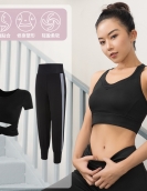 Yoga clothing set female exposed navel shirt, high waist, thin hip pants fitness pants, female sports three -piece set