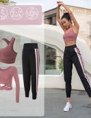 Yoga clothing set female exposed navel shirt, high waist, thin hip pants fitness pants, female sports three -piece set