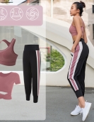 Yoga clothing set female exposed navel shirt, high waist, thin hip pants fitness pants, female sports three -piece set