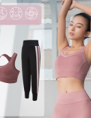 Yoga clothing set female exposed navel shirt, high waist, thin hip pants fitness pants, female sports three -piece set