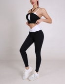 Contrasting yoga set three -piece summer long sleeve top vest elastic pants professional quick -drying fitness suit