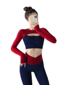 Contrasting yoga set three -piece summer long sleeve top vest elastic pants professional quick -drying fitness suit