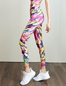 Spring and summer hot selling yoga clothing running fitness female high waist speed dry peach -lifting buttocks digital printing yoga pants