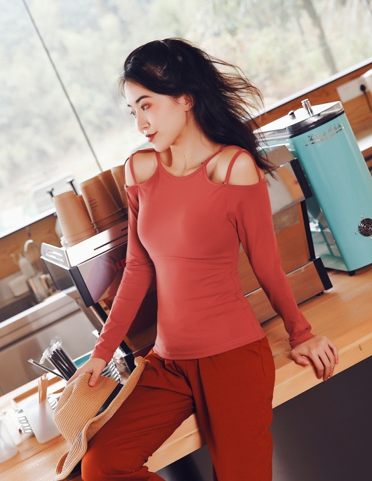 Fitness top female sexy yoga clothing female long sleeve tight -fitting clothes running sports shirt female