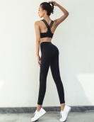 Yoga clothing set female autumn and winter cross -back superficial clothes, dry clothes tight pants, two -piece female