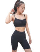 Yoga suit female spring and summer fitness small vest high waist speed dry five -point yoga pants two -piece set