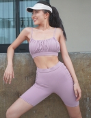 Yoga suit female spring and summer fitness small vest high waist speed dry five -point yoga pants two -piece set