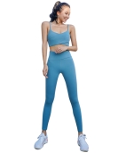 Quick -drying female fitness outdoor sports suit nude high bombs, hips, high waist, thin pure color yoga clothing