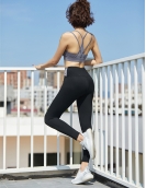 Spring and summer sexy back zipper sports bra, high waist peach hip color yoga pants yoga clothes