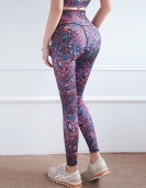 Spring and summer new printed color yoga healthy pants breathable speed dry high waist peach lifting hip sports tight pants