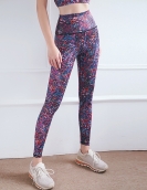 Spring and summer new printed color yoga healthy pants breathable speed dry high waist peach lifting hip sports tight pants