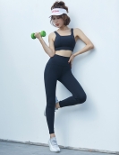 Spring and summer Disposal yoga clothing female gathered shock absorption exercise bra, high waist peach pants two pieces