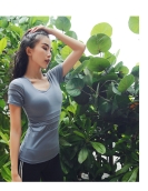 Yoga clothing female sports tights women's round neck sports shirt short -sleeved female speed dry