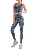 Printed color yoga clothing quick -drying beauty back peach buttocks breathable tight pants yoga clothing two pieces