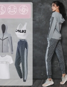 Yoga suit female running fitness four -piece fast dry top, loose casual sports pants three -piece set