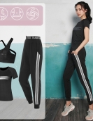 Yoga suit female running fitness four -piece fast dry top, loose casual sports pants three -piece set