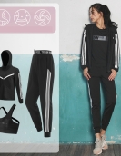 Yoga suit female running fitness four -piece fast dry top, loose casual sports pants three -piece set