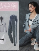 Yoga suit female running fitness four -piece fast dry top, loose casual sports pants three -piece set