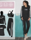 Yoga suit female running fitness four -piece fast dry top, loose casual sports pants three -piece set