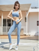 Spring and summer fashion brocade naked sports yoga clothing female wireless sports tight pants two -piece suit