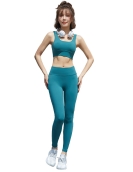 Spring and summer fashion brocade naked sports yoga clothing female wireless sports tight pants two -piece suit