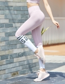 Spring and summer fashion letters printing striped yoga pants female high waist peach lifting hip sports tight pants