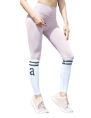 Spring and summer fashion letters printing striped yoga pants female high waist peach lifting hip sports tight pants