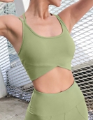 Sports underwear outdoor running fitness sports vest shock protection gathered navel yoga top