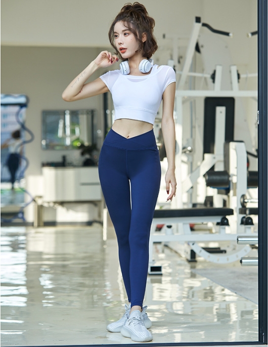 Summer stitching mesh breathable bras, yoga suits women's fast -drying high -waisted high -waisted beauty pants sports fitness service female