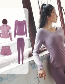 Fitness yoga clothing female long -sleeved suit autumn and winter speed dry clothing female yoga pants women's sports clothing four -piece female