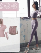 Fitness yoga clothing female long -sleeved suit autumn and winter speed dry clothing female yoga pants women's sports clothing four -piece female