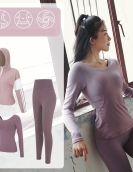 Fitness yoga clothing female long -sleeved suit autumn and winter speed dry clothing female yoga pants women's sports clothing four -piece female