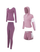 Fitness yoga clothing female long -sleeved suit autumn and winter speed dry clothing female yoga pants women's sports clothing four -piece female