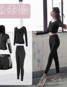 Fitness yoga clothing female long -sleeved suit autumn and winter speed dry clothing female yoga pants women's sports clothing four -piece female