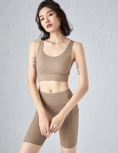 Spring and summer yoga sports set Female cross -shoulder strap sports chest pocket penta pants two -piece set