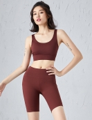 Spring and summer yoga sports set Female cross -shoulder strap sports chest pocket penta pants two -piece set