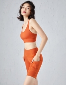 Spring and summer yoga sports set Female cross -shoulder strap sports chest pocket penta pants two -piece set