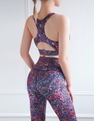 New printed color yoga clothing sports fitness slimming high waist buttocks and fast dry yoga clothing two sets