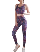 New printed color yoga clothing sports fitness slimming high waist buttocks and fast dry yoga clothing two sets