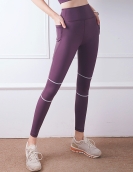 Spring and summer sports, fitness, contrasting pocket yoga pants female high -waist peach -lifting tight pants