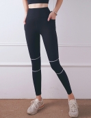 Spring and summer sports, fitness, contrasting pocket yoga pants female high -waist peach -lifting tight pants