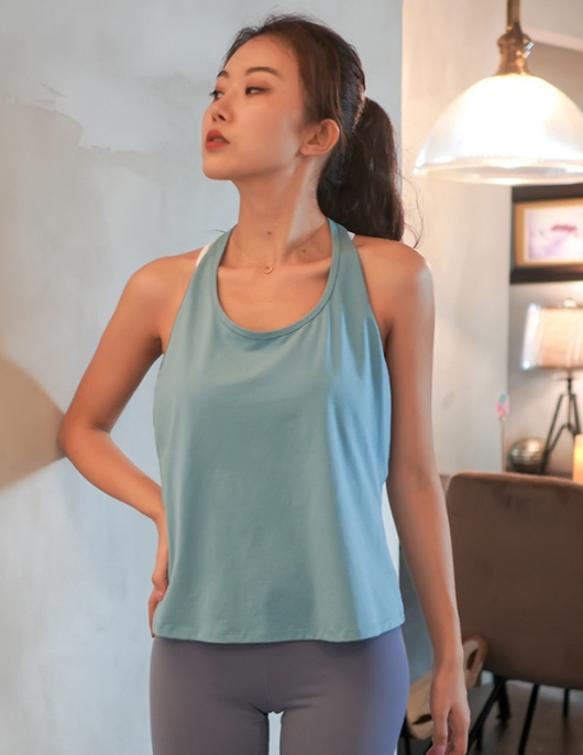 Spring and summer sports yoga vest female back hollow nude shirt outdoor running fitness fast dry shirt