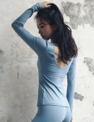 Yoga clothing fitness service sports shirt female running long -sleeved tight -fitting chest pad yoga top