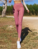 High -waisted fitness pants female tight dried peach hip yoga pants slimming and thin elastic hip pants