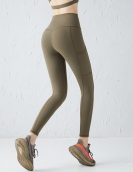 Spring and summer yoga pants female brocade double -sided breathable dry trousers high waist show thin peach pants