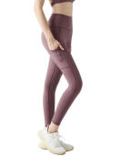 Spring and summer yoga pants female brocade double -sided breathable dry trousers high waist show thin peach pants