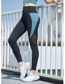 Spring and summer mesh stitching contrasting yoga pants female high waist speed dry peaches and hip -hip high bombs sports fitness pants