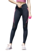 Spring and summer mesh stitching contrasting yoga pants female high waist speed dry peaches and hip -hip high bombs sports fitness pants